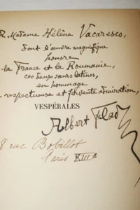 VESPERALES ALBERT  FLAD 1938 AUTOGRAPHE ENVOI NUMEROTE - Imagen 1 de 3