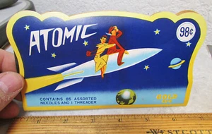 Vintage Atomic Nähnadelbuch, tolle Grafiken & Farben, einige Nadeln übrig - Bild 1 von 4