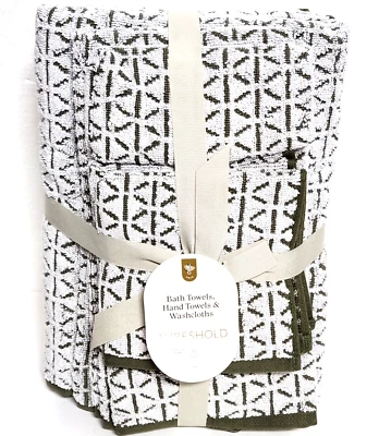 Juego de toallas de baño, toallas de mano y paños modernos Threshold de 6 piezas - verde musgo Foto 1 de 4