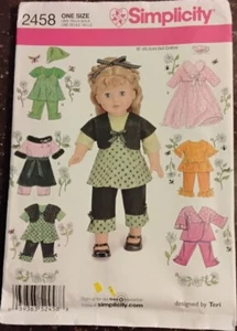 Simplicity Pattern Doll Clothes 18 inch Sewing UNCUT #2458 - Picture 1 of 3