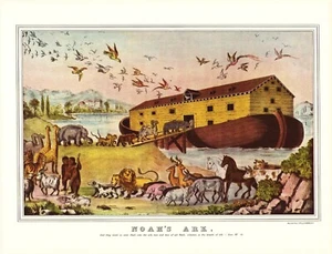 Currier & Ives 1952 Arca de Noé dos por dos Genesis 12x15 impresión litografía - Imagen 1 de 2