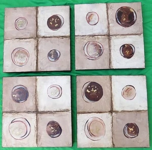 4 Cuadro Al Óleo Hecho a Mano CM 30x30A Forma El Pintado 60x60 Indutrial - Picture 1 of 7