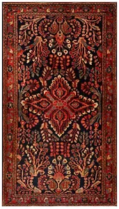 Antiker Teppich schöner Mohajeran Handarbeit Rug 2x4 blau 66cm x 125cm um 1890 - Bild 1 von 3