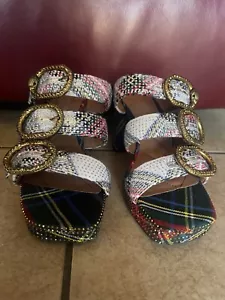 Kurt Geiger London Mayfair Tartan Plaid Platform Slide Sandals SZ 7(US) 38(EU) - Picture 1 of 19