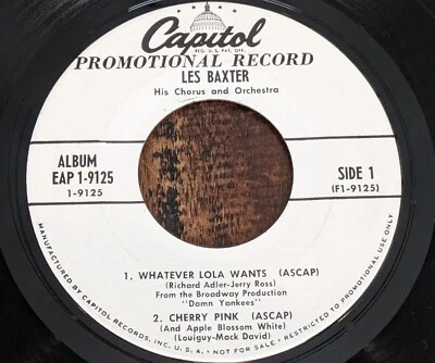 Les Baxter ‎–Whatever Lola Wants - 1960  Capitol Records ‎EAP 1-9125 7" 45RPM EX Foto 1 de 4