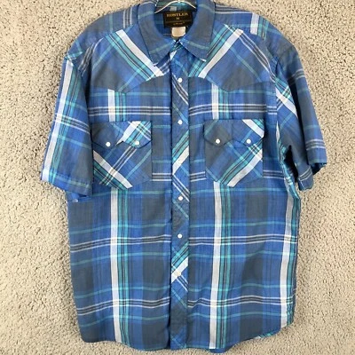 Vintage 90s Rustler Wrangler Pearl Snap Shirt Men's Medium Short Sleeve - Image 1 of 4