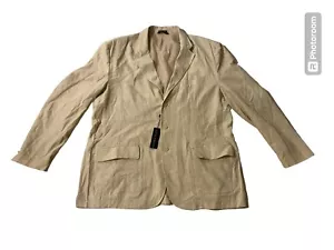 ANDREW FEZZA Men's 2XL Blazer Beige Button Linen/Rayon New - Picture 1 of 9
