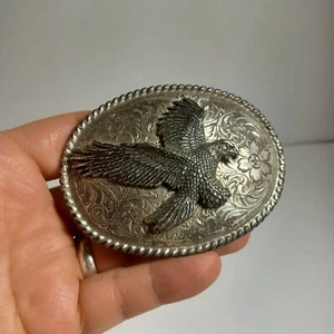 Hebilla de cinturón 3D Eagle EE. UU. Patriótico Vintage Country Western Farmer Ranch Wear años 90 - Imagen 1 de 2
