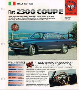 1962 / 1963 / 1964 / 1965 / 1966 FIAT 2300 COUPE IMP Brochure, 2300S - Foto 1 di 2