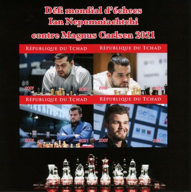 SAO TOME 2021 MAGNUS CARLSEN CHESS MASTER GOLD SOUVENIR SHEET MINT