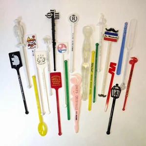Vintage Swizzle Stir Stick Lot of 22 Plastic Assortment - Picture 1 of 5