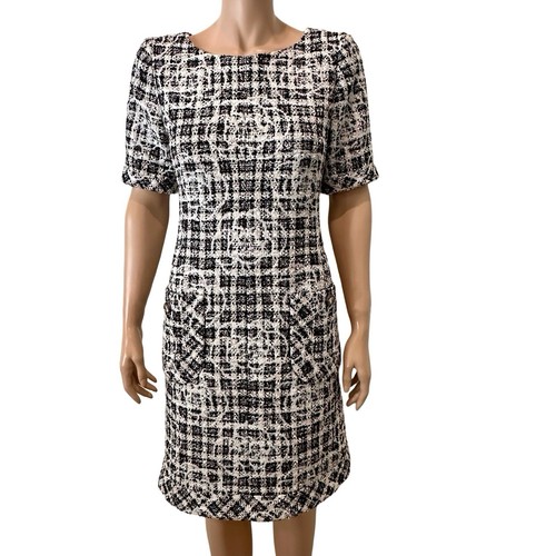 Abito CHANEL nero bianco tweed manica corta taglia 36 6