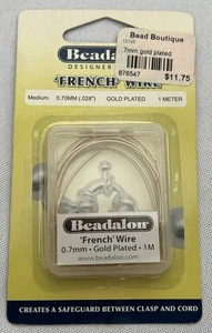 Beadalon filo francese placcato oro, fine, 0,70 mm, 1 metro creazione gioielli artigianato - Foto 1 di 4
