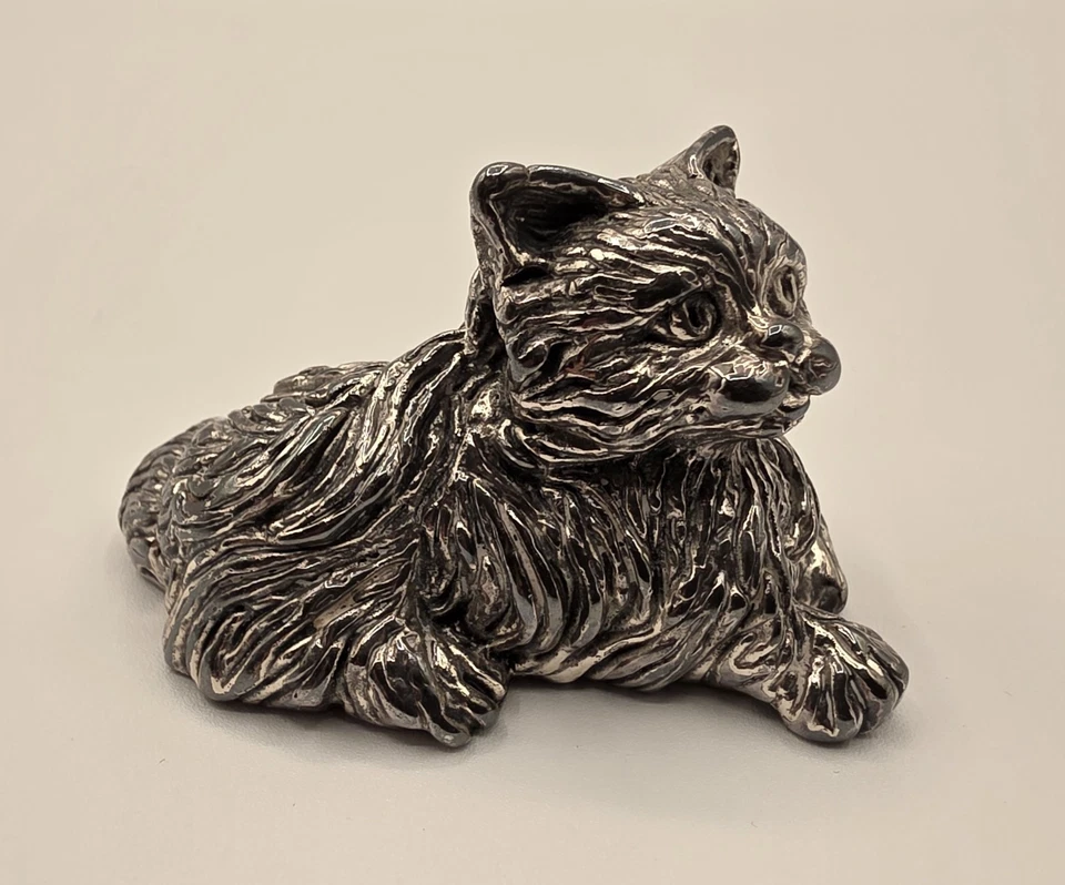 Estatuilla pequeña Italia italiana vintage de plata esterlina de cuerpo completo gato ~ 50,7 gramos Foto 1 de 4