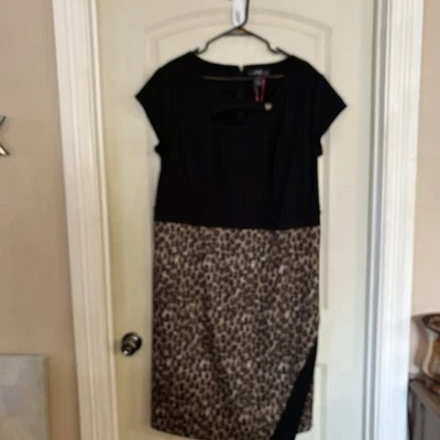 Midnight Velvet Womens Sz 1x Dress Black Leopard Animal Print Party Holiday NEW - Image 1 of 4