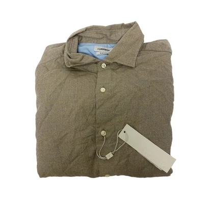 J. LINDEBERG Men's Daniele Slim Mouline Poplin Shirt, Beige, Small - Image 1 of 2