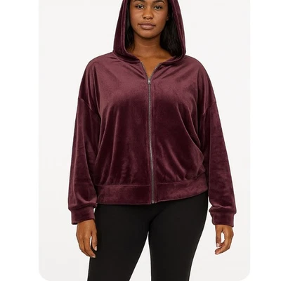 Express бренд велюр полный молнии толстовка с капюшоном бархат фиолетовый с капюшоном толстовка M - Изображение 1 из 4