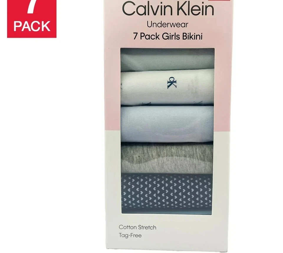 Paquete de 7 ropa interior de bikini Calvin Klein para niñas, multicolor, talla XL - CAJA ABIERTA Foto 1 de 1