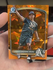 Bowman 2025 cromo zafiro Shotaro Morii naranja/25 variación de imagen SSP A’s - Imagen 1 de 1