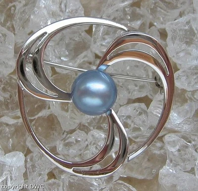 Perlenbrosche Silberbrosche Brosche mit Perle Perlen aus 835 Silber top - Bild 1 von 4