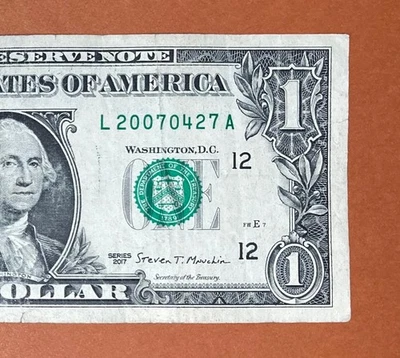 2007 April 27 (L 20070427 A) Birthday Note $1 One Dollar Bill - Image 1 of 3