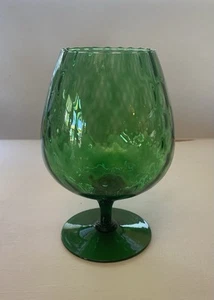 Vintage Empoli grün Brandy Schnapsglas/Vase Kunstglas Diamantoptik Verdi Muster Italien - Bild 1 von 12