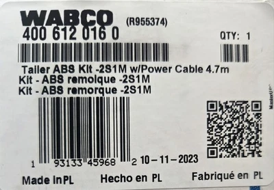 400 612 016 0 Wabco trailers ABS module with power cable - Image 1 of 4