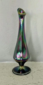 Fenton Vintage Singolo Bud Raro Vaso Oscillante Ametista Colore Iridescente 8" - Foto 1 di 7