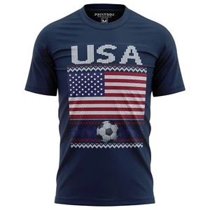 USA Soccer Shirt Mens America Jersey US Flag Christmas Tshirt Top tee Tshirts - Picture 1 of 30
