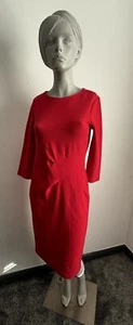 Marks & Spencer Red 3/4 Sleeve Stretch Bodycon Knot Waist Midi Dress size 12 UK - Picture 1 of 6