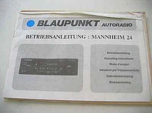 Betriebsanleitung Auto RADIO Blaupunkt Mannheim 24 1986 - Picture 1 of 1