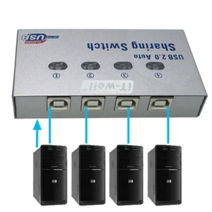 4 Port USB2.0 Auto Sharing Switch HUB For Printer Scanner Keyboard New - Picture 1 of 11