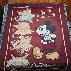 Mickey Mouse Walt Disney World Fringe Throw Blanket Afghan By Mohawk Home - Picture 1 of 11