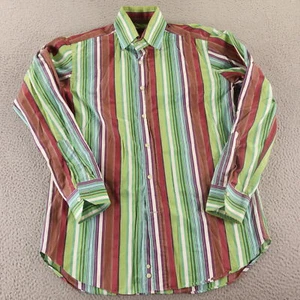 Camicia ETRO uomo M 40 verde marrone a righe 100% cotone con bottoni Made in Italy - Foto 1 di 11