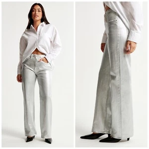 Neu mit Etikett Abercrombie & Fitch Jeans 25 0R High-Rise 90er Curve Love Relaxed silber - Bild 1 von 8