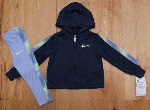 Nike Baby Girl Hooded Jacket & Legging Set ~ Navy Blue & Light Thistle ~ DRI-FIT - Picture 1 of 5