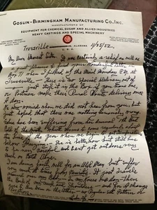 1952 4 page Letter on Gosling Birmingham Manufacturing Co. Inc Letterhead - Picture 1 of 4
