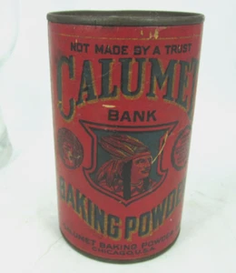 CALUMET Banco lata POLVO PARA HORNEAR antiguo 2 ranuras Chicago Illinois regalo - Imagen 1 de 6