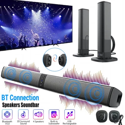 Bluetooth Soundbar TV-PC Sound System 3D Surround Subwoofer Lautsprecher USB/AUX - Bild 1 von 4
