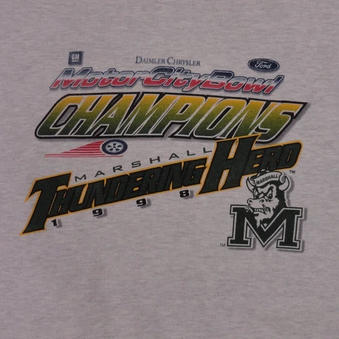 Vintage Marshall Thundering Herd Sweatshirt Adult 2X Gray 1998 Music City Bowl Cover