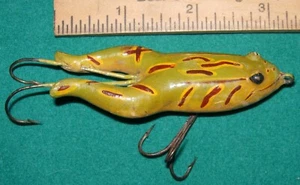 RARE Very Early Antique Pflueger Satin Underwater Frog Fishing Lure - Picture 1 of 6