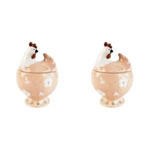 2x Urban 14cm Ceramic Country Chicken Canister Snacks/Treats Container Storage - Picture 1 of 3