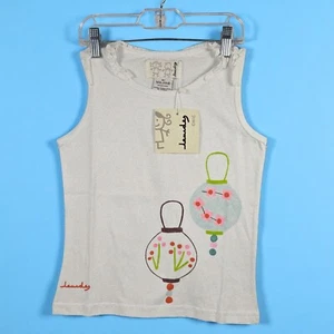 Lourdes Chic Spain Sleeveless Ruffle Trim Top Girls 10Y White Launtern Print NWT - Picture 1 of 10