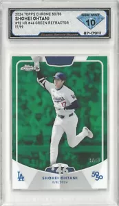 2024 Topps Chrome 50/50 SHOHEI OHTANI #92 Green Refractor /99 ๐ DSG 10 Gem Mint - Picture 1 of 2