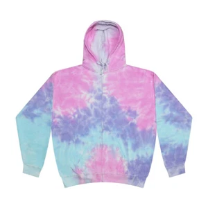 Tie Dye Zip Up Hoodies, Adult S to XXXL 80% Cotton, L/S, Pockets, Zipper  - Picture 1 of 13