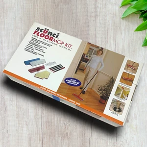 Vintage NEW Scunci Floor Mop Kit Microfiber Washable Pads Durable Handle Boxed - Picture 1 of 6