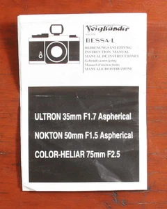 HOJA DE INSTRUCCIONES DE LENTES VOIGTLANDER/126244 - Imagen 1 de 1