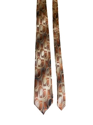 Concepts Claiborne мужской галстук шелк геометрический коричневый золото бежевый ретро папа подарок - Изображение 1 из 4