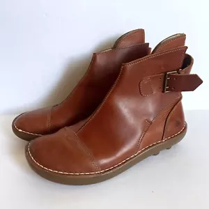 El Naturalista Boots 41 Womens Brown Leather Buckle Ankle Round Toe Comfort Boho - Picture 1 of 8