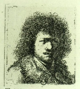 REMBRANDT AUX CHEVEUX CRÉPUS estampe gravure eau forte de Rembrandt de 1880 - Imagen 1 de 2